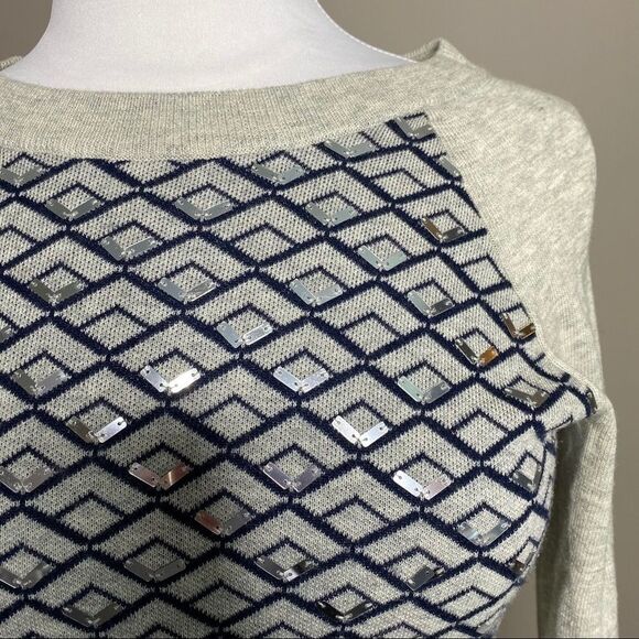 Banana republic Mirror Mosaic Embellished Sparkly Neutral Knit Pullover Sweater - Picture 5 of 6